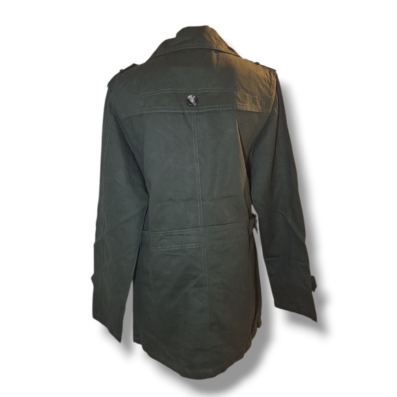 Mens Olive Green Military Field Jacket Button Front Gingham Lined XL Coat - Picture 4 of 7